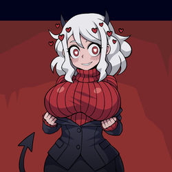 This is a pixiv picture whose title is Helltaker Modeus.