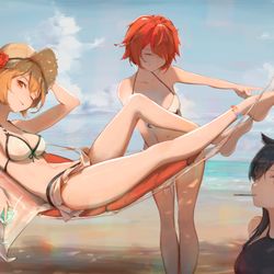 This is a pixiv picture whose title is 夏天了，去海边！.