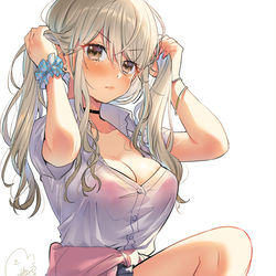 This is a pixiv picture whose title is 「…あいつツインテール好きかなぁ」.