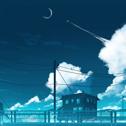 This is a pixiv picture whose title is 海上有家便利店贩卖着蓝色的孤独.