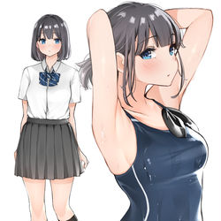 This is a pixiv picture whose title is 水泳部の制服女の子.