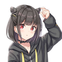 This is a pixiv picture whose title is 黒パーカーお団子ちゃん.