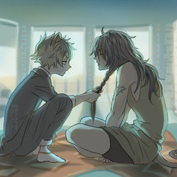 This is a pixiv picture whose title is 朝.