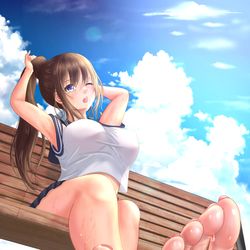 This is a pixiv picture whose title is 暑い時はポニーテール.
