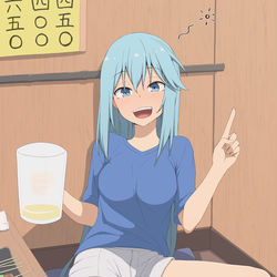 This is a pixiv picture whose title is 日本の居酒屋を堪能するアクア様.