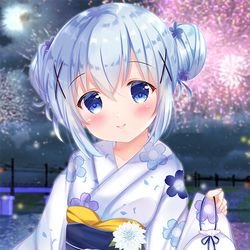 This is a pixiv picture whose title is チノちゃんと花火デート.