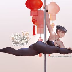 This is a pixiv picture whose title is Pole dance : Fighting Game Ladie.