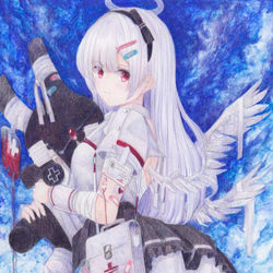 This is a pixiv picture whose title is 天使になりたい.