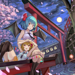 This is a pixiv picture whose title is 夜桜スカーレット.