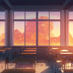 This is a pixiv picture whose title is evening classroom.
