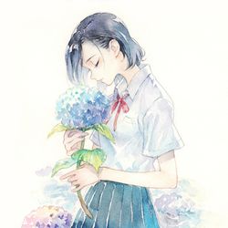 This is a pixiv picture whose title is 紫陽花.