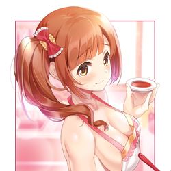 This is a pixiv picture whose title is 裸エプロンの五十嵐響子ちゃん.