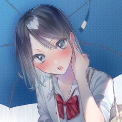 This is a pixiv picture whose title is 「どーせまた傘忘れたんでしょ？…しょーがないから入れてあげる。」.