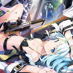 This is a pixiv picture whose title is 無重力 宇宙ステーション DEEP BLUESKY.