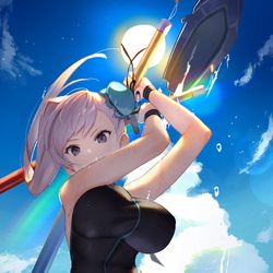 This is a pixiv picture whose title is 宝具「魔剣破り、承る！（がんりゅうじま）」.