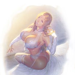 This is a pixiv picture whose title is 勝負下着で誘惑してくる人妻エルフ.