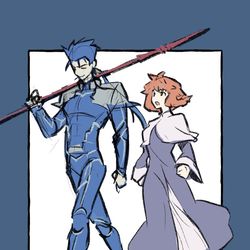 This is a pixiv picture whose title is らくがき女体化士郎と槍ニキ.