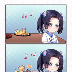 This is a pixiv picture whose title is 盗み食い.