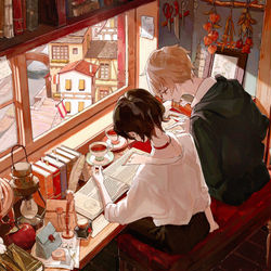 This is a pixiv picture whose title is お勉強.