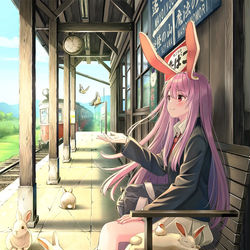 This is a pixiv picture whose title is 駅とうどんげ.