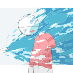 This is a pixiv picture whose title is 「僕の色」.