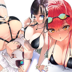 This is a pixiv picture whose title is 黒ビキニまとめ.