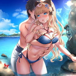 This is a pixiv picture whose title is 押しに弱いママサレン、いつでもお尻貸してくれる説.