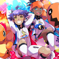 This is a pixiv picture whose title is 【ポケモン剣盾】ダンデ少年＆キバナ少年.