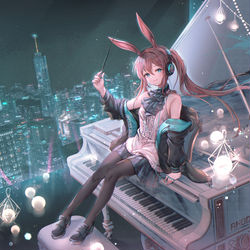 This is a pixiv picture whose title is 🐰🌃🌙.