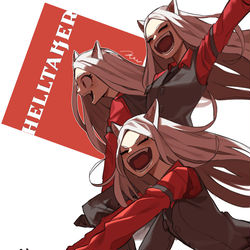 This is a pixiv picture whose title is Helltaker cerberus.