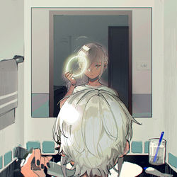 This is a pixiv picture whose title is 天使になれない人.