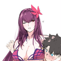 This is a pixiv picture whose title is ぐだおくん、スカサハ師匠に無限に振り回されててほしい問題.etc.
