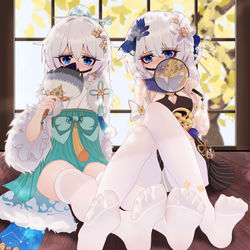 This is a pixiv picture whose title is 白丝双星.