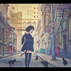 This is a pixiv picture whose title is ネコと女の子には優しくするのが常でしょう？.