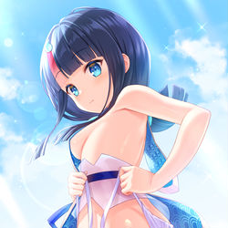 This is a pixiv picture whose title is ほどけた紐を結ぶエリセちゃん.