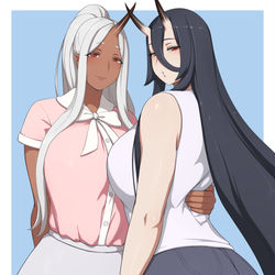 This is a pixiv picture whose title is Oni sisters.