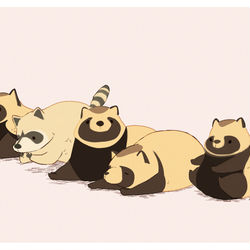 This is a pixiv picture whose title is たぬきのむれ.