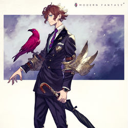 This is a pixiv picture whose title is 仕込み傘の男.