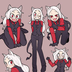 This is a pixiv picture whose title is ケルベロス×9【helltaker】.