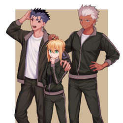 This is a pixiv picture whose title is 三人四脚.