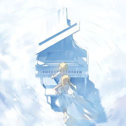 This is a pixiv picture whose title is 献上咏唱的二重奏.