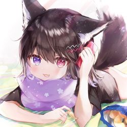 This is a pixiv picture whose title is けもみみお電話中.