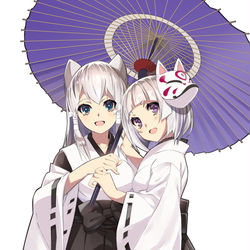 This is a pixiv picture whose title is 狐巫女.