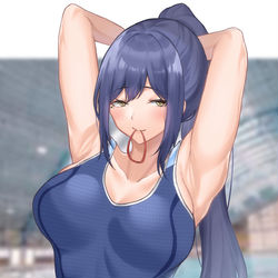 This is a pixiv picture whose title is 競泳水着凛.