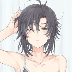 This is a pixiv picture whose title is 寝起きボサ髪まこりん.