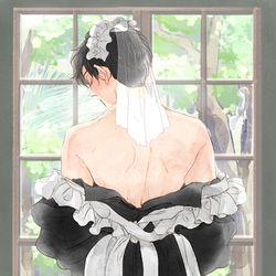 This is a pixiv picture whose title is 窓辺のメイド.