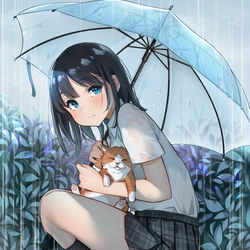 This is a pixiv picture whose title is 雨の日の制服女の子.