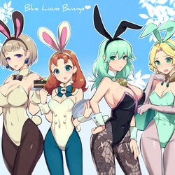 This is a pixiv picture whose title is 青獅子バニー部.