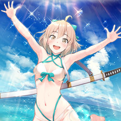 This is a pixiv picture whose title is 天才美少女剣士沖田さん.