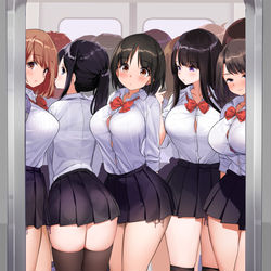 This is a pixiv picture whose title is 満員電車.